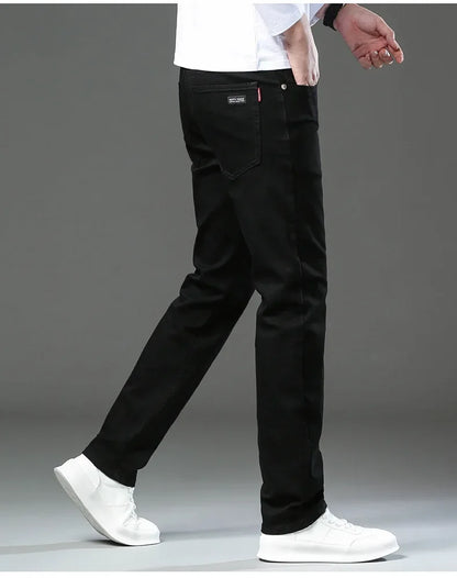 Slim Fit Casual Men's Jeans Youth Straight Leg Regular Business Elastic Long Trousers Autumn New Arrival from Mainland China