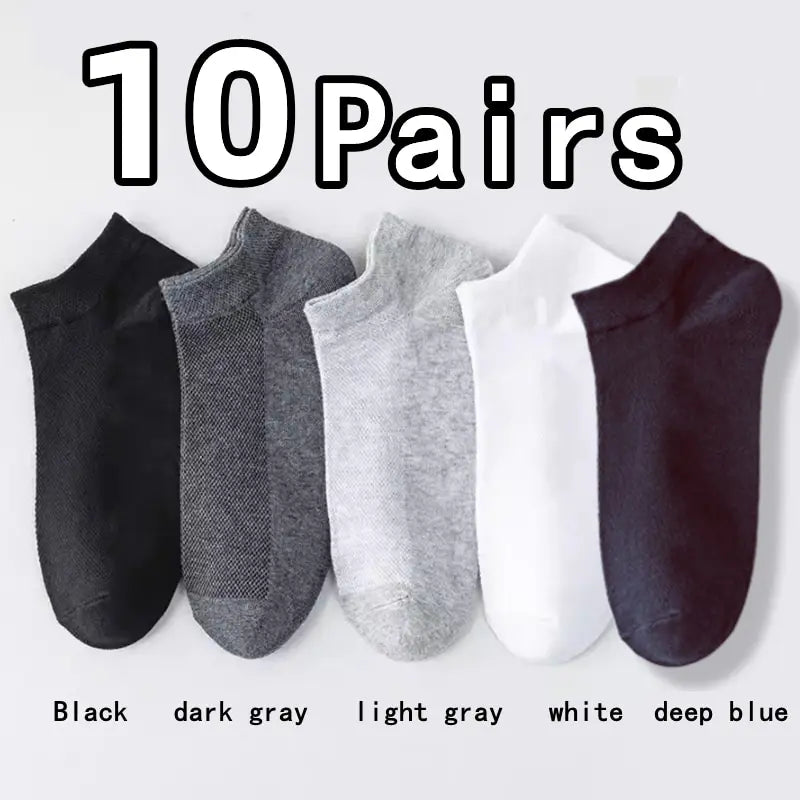 10 Pairs Men's Breathable Mesh Summer Short Socks, Sports Versatile Cotton Socks at Discount Price Sports and Casual Wear.