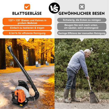 65 CC 2-Takt-Laubbläser mit Gasbetriebenem Rucksack, kommerzielles Rasengrasgebläse für Gras