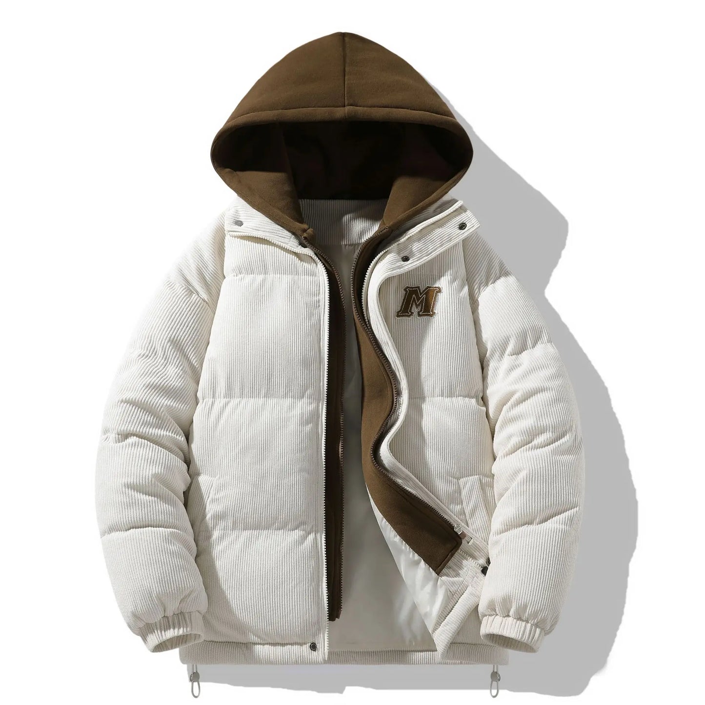 Japanese and Korean Winter Men's Thick Hooded Cotton Jacket Short Corduroy Cotton Jacket Trendy Warm Cotton Jacket Versatile.