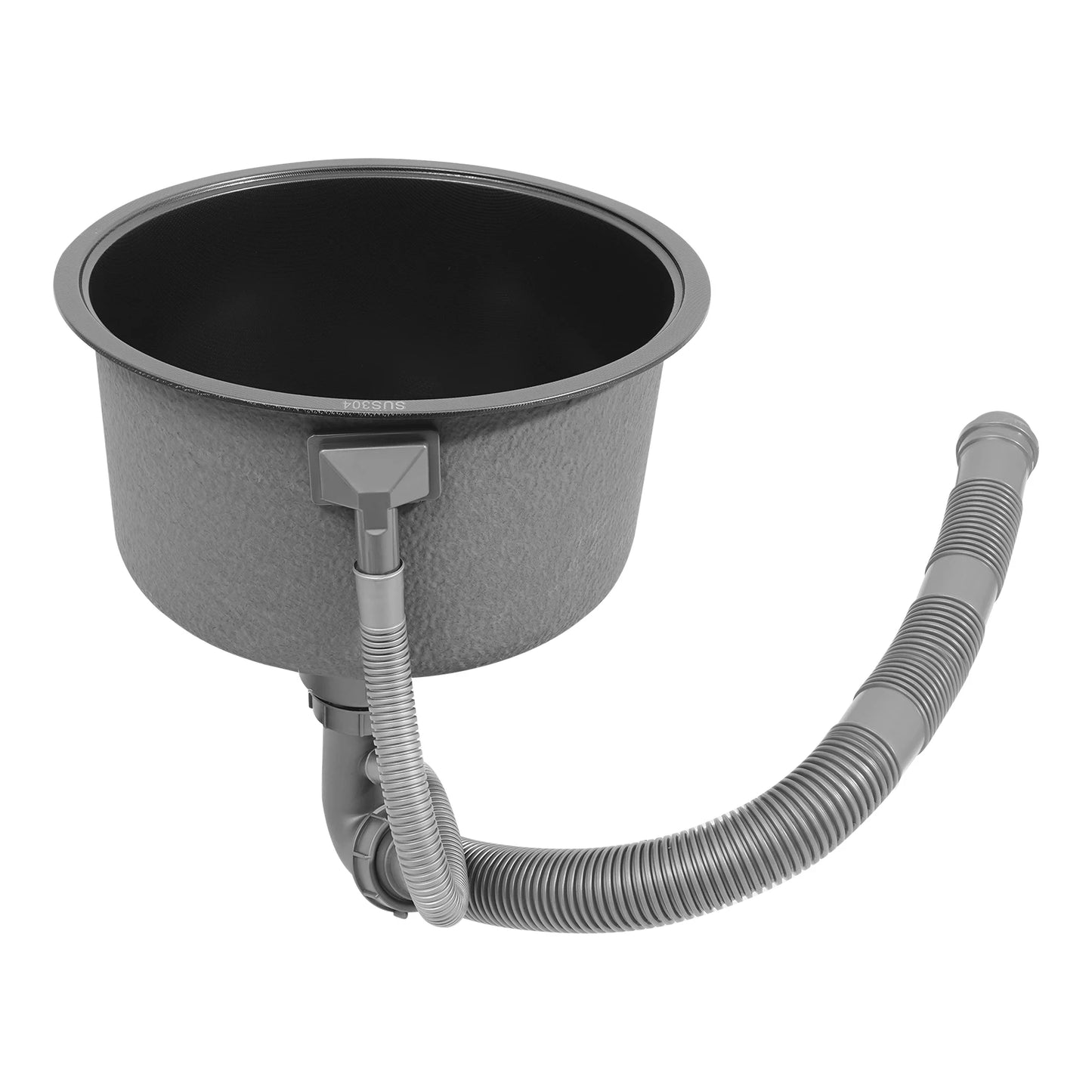 Rundes Küchenspüle aus Edelstahl 304, hitzebeständiges Küchenspüle, Einzelbecken, schnelle Entwässerung zum Geschirrspülen von Gemüse