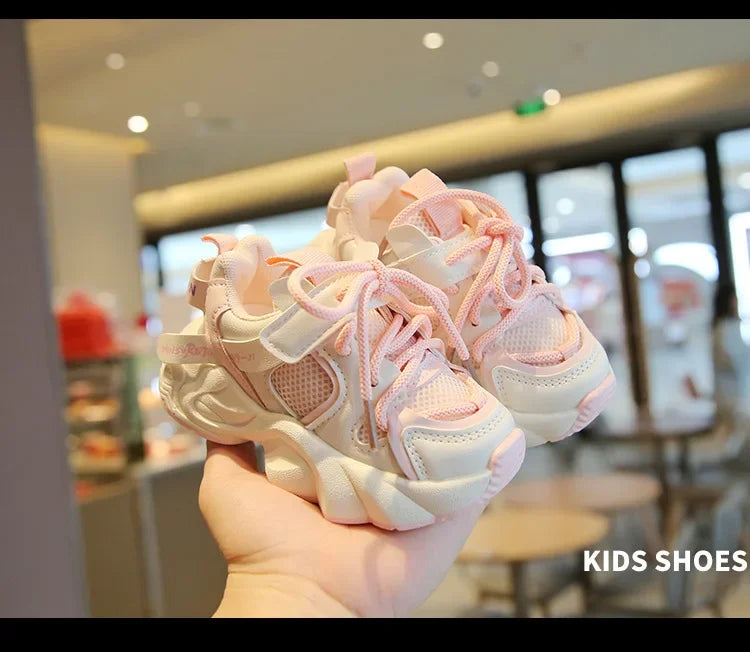 Girl Child Sport Shoe 2024 Spring Mesh Breathable Toddlers School Running Sneakers Fashion Non-slip Kids Boys Basketball Shoes.