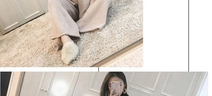 Loribindwood Gestrickte Pullover Breite Bein Hosen Anzug für Frauen Herbst/winter 2022, Neue Koreanische Lose Mode Zwei-stück Set