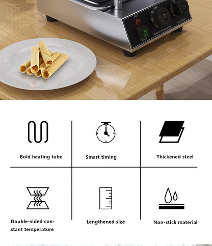 Household 220v NS-10 Ice Cream Egg Pastry Machine Crispy Egg Roll Machine Baked Waffle Cake Baking Pan Crispy Machine Baking Too.