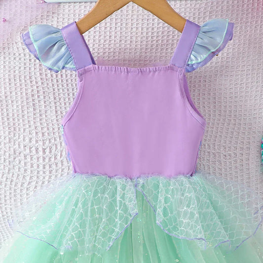 Mädchen Prinzessin Kleider Meerjungfrau Motto Party Sling Mesh Rock Pailletten Leistung Kostüm Geburtstag Kinder Kleidung Perle Säuglings Kleid