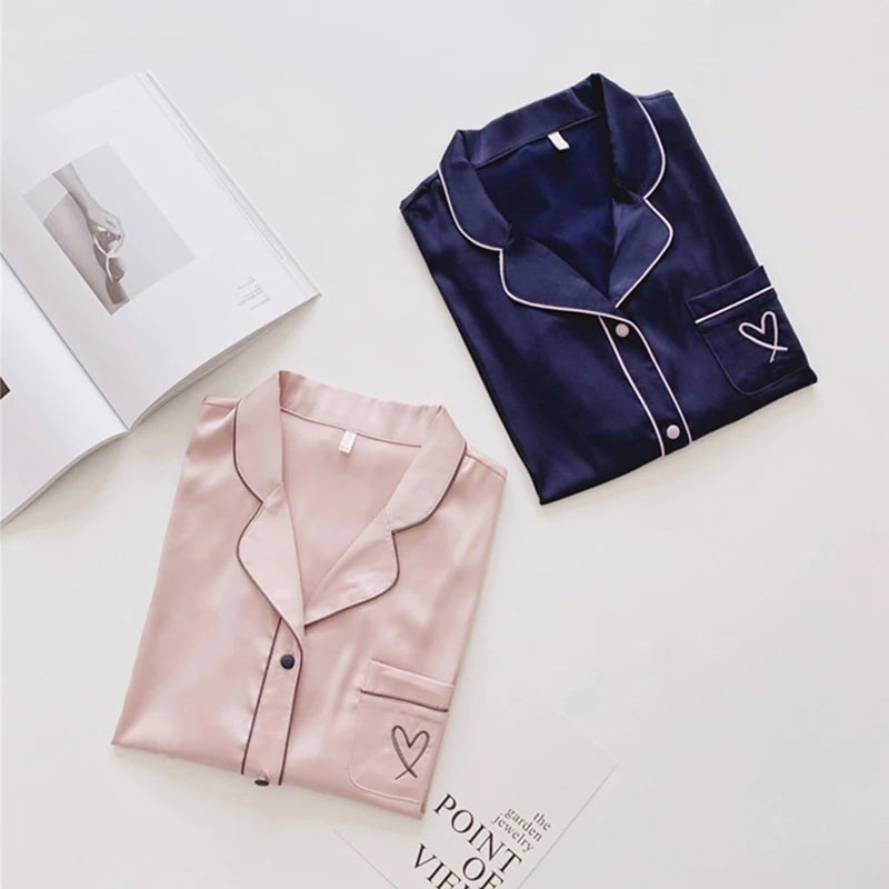 Sommer Kurzarm Pyjamas Frauen Eis Seide Dünne Stil Student Lose Große Nette Hause Kleidung Zwei Stück Set Pyjamas sommer.