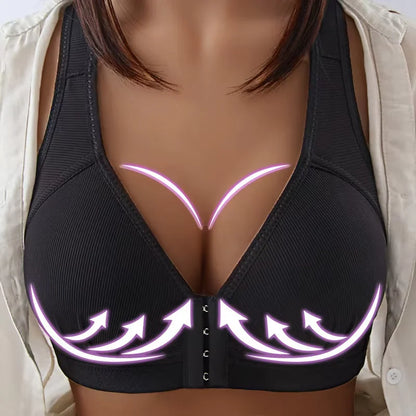 Push Up Front Button Bra without Steel Ring Women's Bra Front Open Full Support Bralette Lift Up Brassiere Shockproof Underwear.