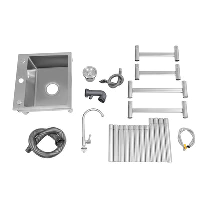 Freistehendes Einzelbecken-Spülbecken, 45,7 x 40,6 x 22,9 cm, Edelstahl, gebürstetes Restaurant-Waschbecken