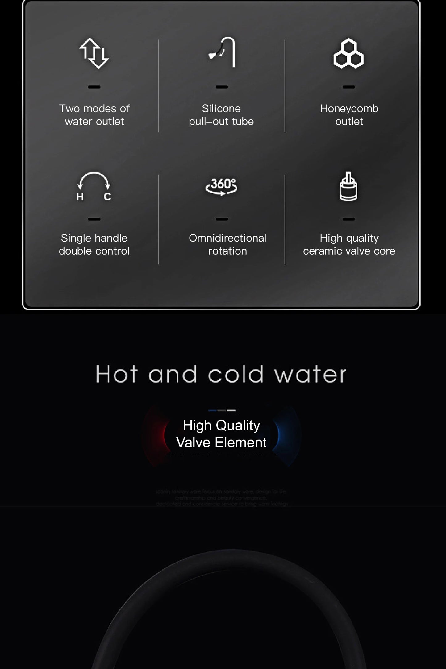 Luxuriöser Küchenarmatur aus grauem Messing in Gun-Grau mit intelligentem Touch-Design. Einhebelmischer für heißes und kaltes Wasser mit magnetischer Saugkraft