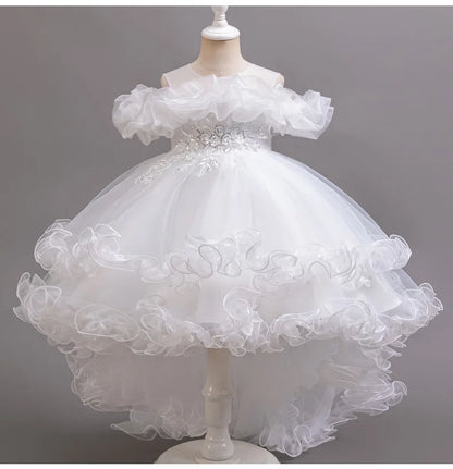 3-10 Jahre altes Mädchen Kinder schleppendes Kleid neues elegantes Mädchen Performance Puffrock Prinzessin Rock Blume Kinder Hochzeit Mädchen.
