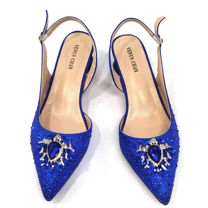 Sandals Woman Summer 2024 Hot Selling Design Pointed Toe Thin Heels Mature Ladies Shoes Matching Bag Set in Red Color