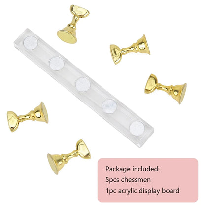 5Pcs Nail Art Practice Display Stand Set Chess Board Magnetic Tips White & Black Holder Polish Gel Color Chart Tool.