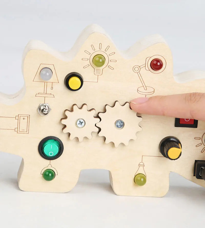 Montessori Busy Board Sensory Toys Wooden With LED Light Switch Control Board Travel Activities Children Games For 2-4 Years Old.