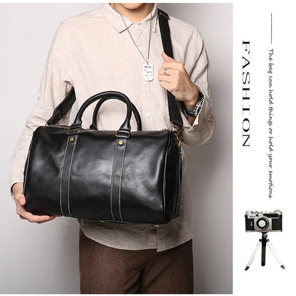 Vintage Herren Rindsleder Business Kurzstrecken tragen Handgepäck taschen große Kapazität Reisetasche einfache Umhängetaschen