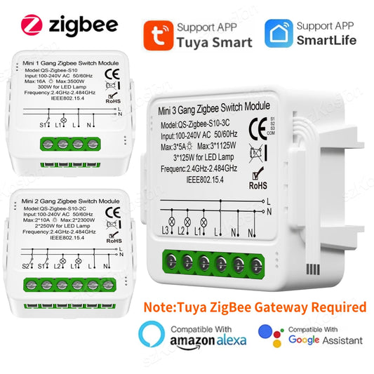 1/2/3 Gang Tuya ZigBee Smart Switch Modul Benötigt Neutralleiter Smart Life App Automatisierung DIY Breaker Funktioniert mit Alexa Google Home.