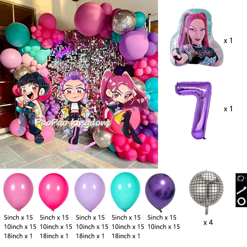 Kpop Dämonenjäger Themen Mädchen Geburtstag Luftballons Dekoration Anzahl Ballon Partyzubehör Babyparty Film Halloween Ballon