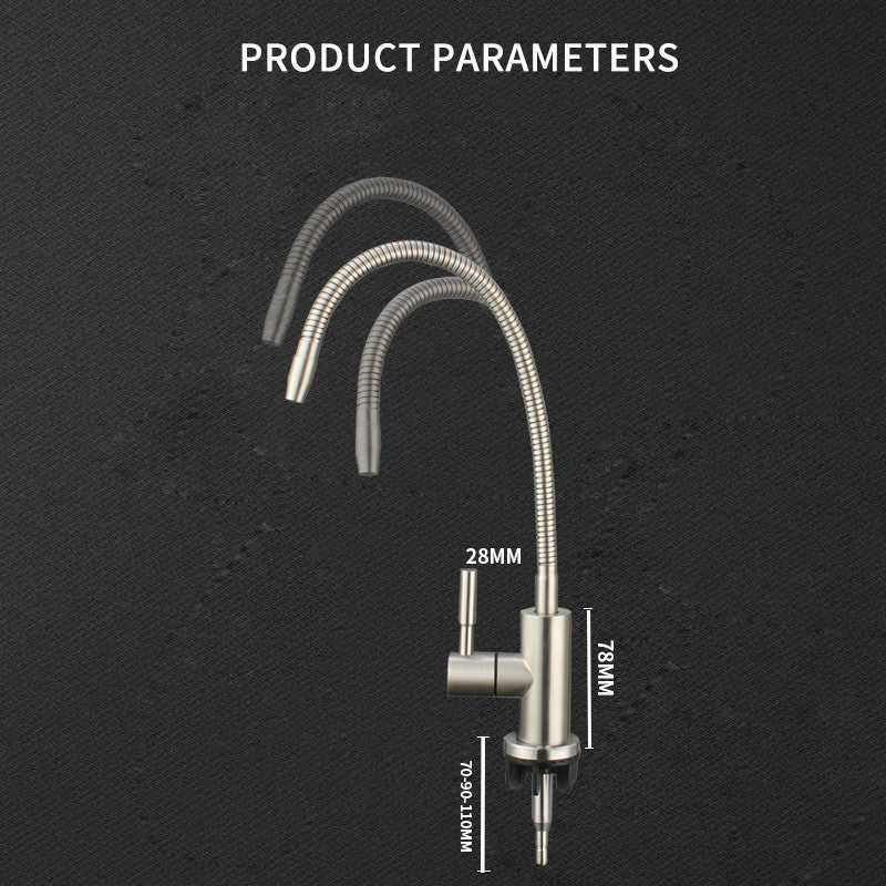 1/4" Kitchen Water Filter Tap Flexible Drinking Tap Water Purifier Faucet  304 Stainless Steel Kitchen Faucet