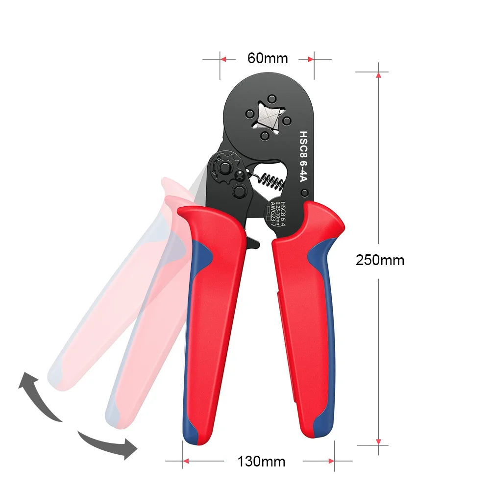 Crimpwerkzeuge HSC8 6-6A Selbsteinstellende Sechskantdraht-Crimpzange für 0,25-6 mm2 (AWG23-10) Reparaturwerkzeug für elektrische Schaltkreise