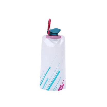 Foldable Water Bottles Flexible Reusable Travel Water Bottle Plastic Water Pouch Soft Flask Water Bag With Carabiner Clip.