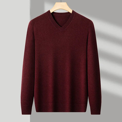 New Sweatwear Men's V Neck Basic Solid Color Sweaters Round Neck Elastic Pullovers Warm Autumn Knitted Oversized Sweater Men