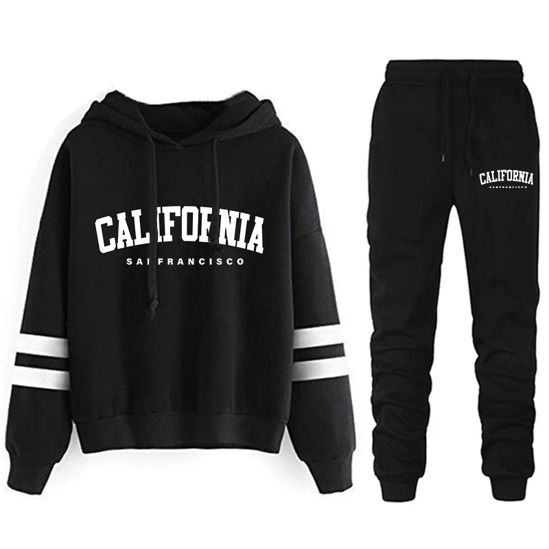 California Womens Tracksuit Casual Stripe Versatile Hooded Sweatshirt or Pants or Suit Simplicity Hot Sales Street Outfits S-3XL.