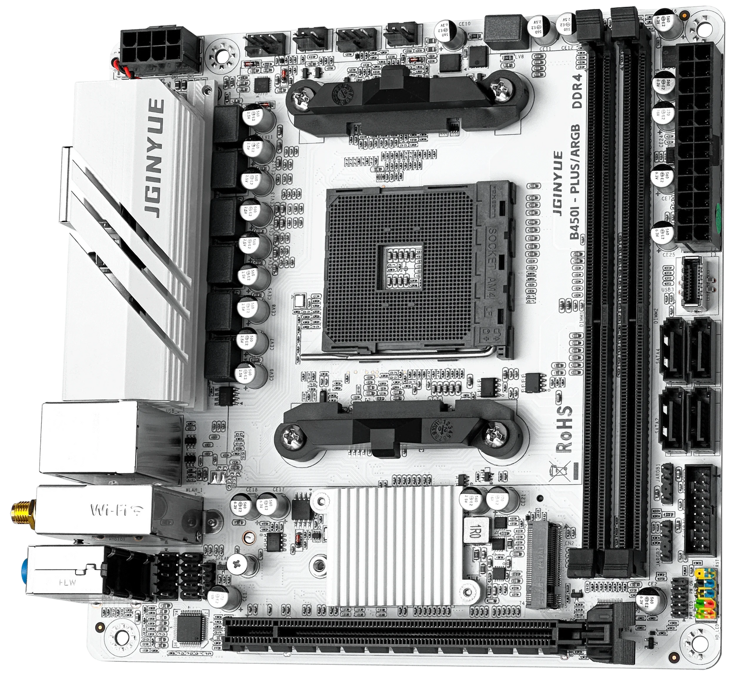 JGINYUE ITX AMD AM4 B450 ARGB Computer Motherboard supports DDR4 desktop RAM AM4 CPU slot NVME NGFF M.2 USB 3.0 VGA for Ryzen5.