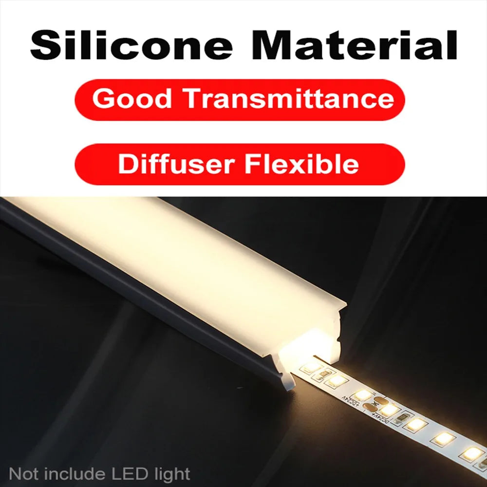 1-5M Recessed White Silicone Tube Border Led Neon Flexible Channel Holder Easy Install Waterproof Dustproof DIY Special-shaped.