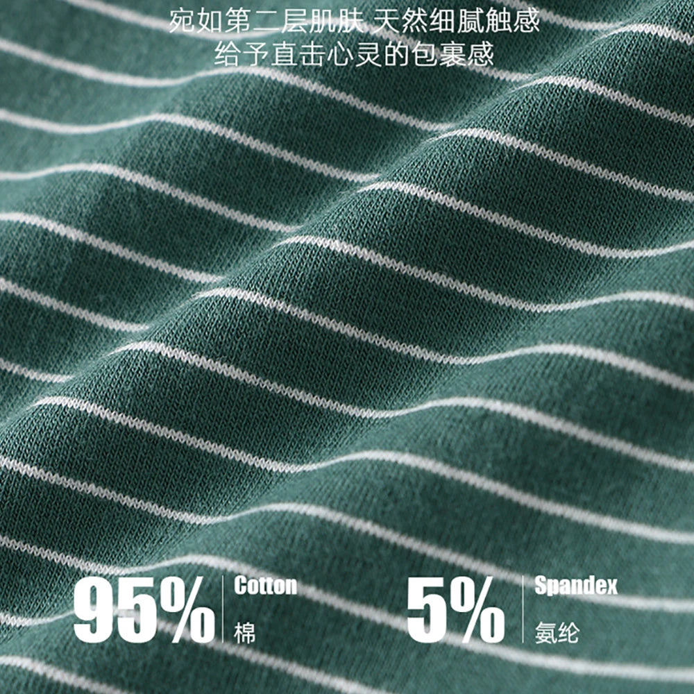 3PCS/Pack 100% Cotton Soft Panties Woman Trendy Striped Female Underwear Summer Breathable High Elastic Mid-rise Waist Boyshort.