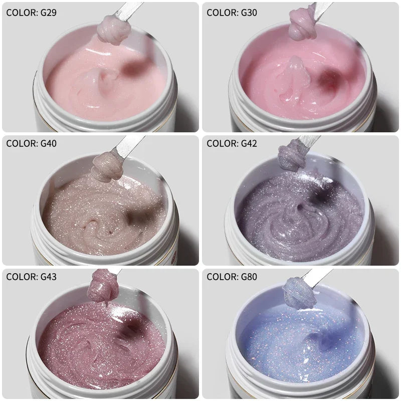 MSHARE 50g/250g Shimmer Pink White Acrylic Gel TPO Free Glitter Shiny Extension Acryl Hard Gel Nails Sculpting Construction.