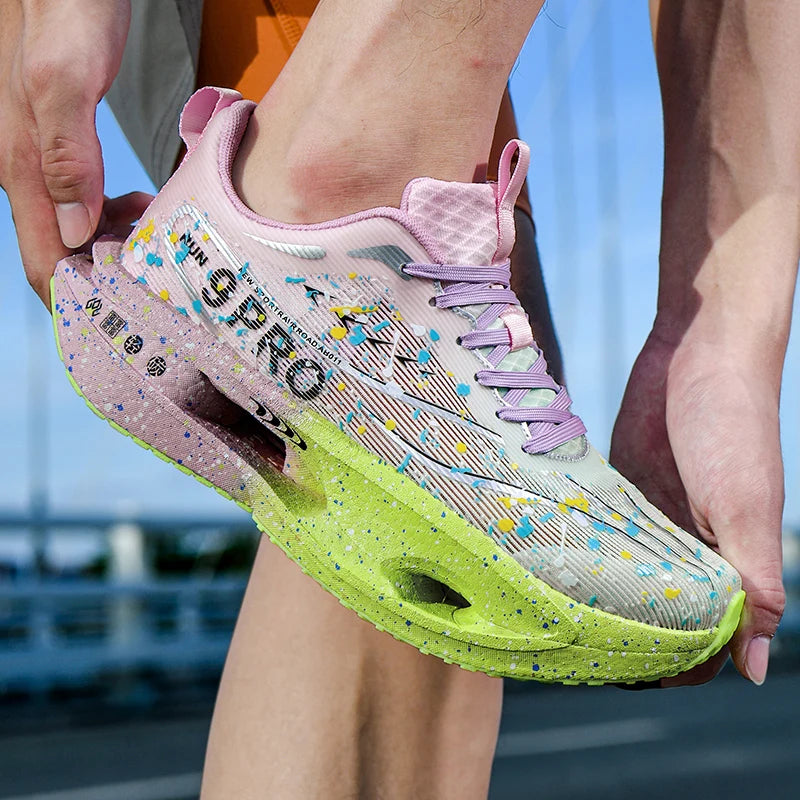 New Soft Sole Cushioning Men's Running Shoes for Women High-quality Road Jogging Shoes Light Comfy Sneakers Reflective Night Run.