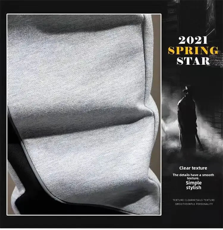 Lässige Herrenhose, koreanische trendige, locker sitzende Hose für dicke Leute, Herren-Jogginghose mit Gürtel und Spleißen.