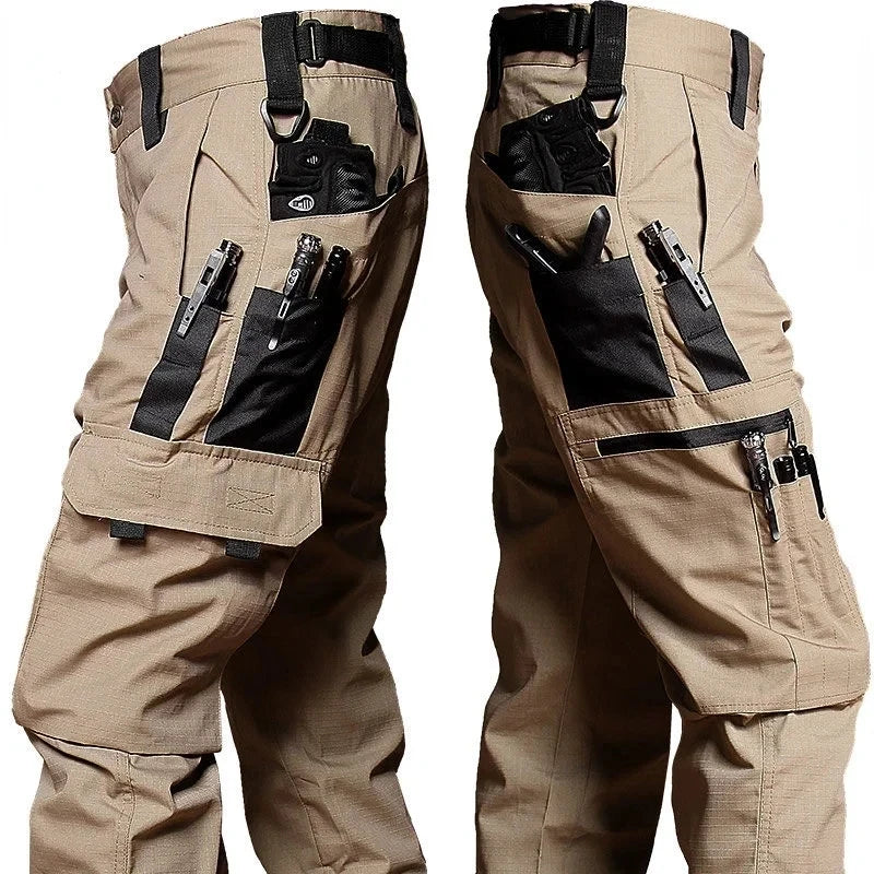 Black Camo Cargo Pants Outdoor Multi-pocket Ripstop Waterproof Trousers Male Autumn Wear-resistant Training Fishing Work Pant.