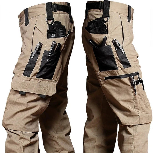 Black Camo Cargo Pants Outdoor Multi-pocket Ripstop Waterproof Trousers Male Autumn Wear-resistant Training Fishing Work Pant.