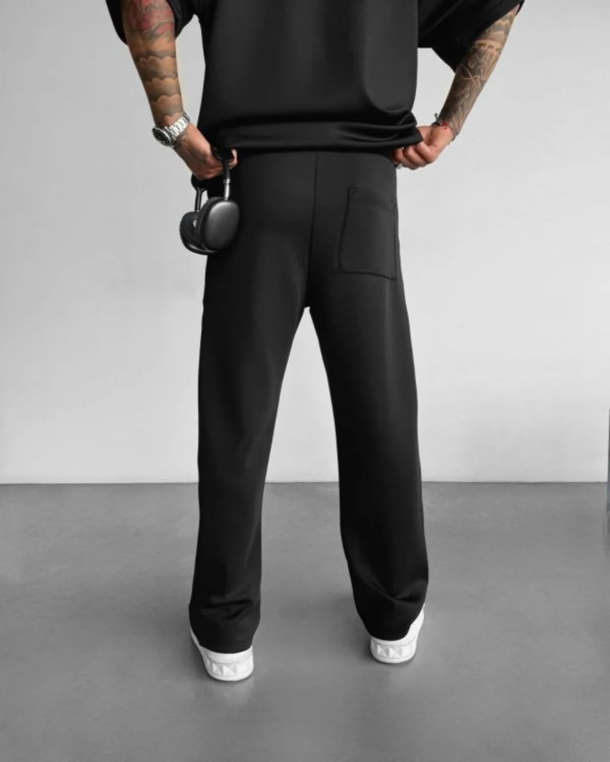 2025 Spring and summer men's new four seasons loose straight tube sports casual pants comfortable suit pants drawstring waistban