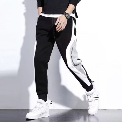 Men Black Pants Hip Hop Drawstring Jogger Fashion Comfortable Trousers Male Casual Sweatpants Loose Elastic Waist Sportswear.