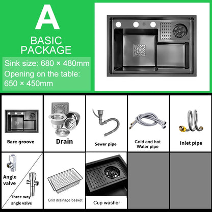 Neues abgestuftes Edelstahlspülbecken für die Küche, multifunktionale Tassenwaschbecken, Geschirrspülbecken, großes Einzelschlitz-Waschbecken