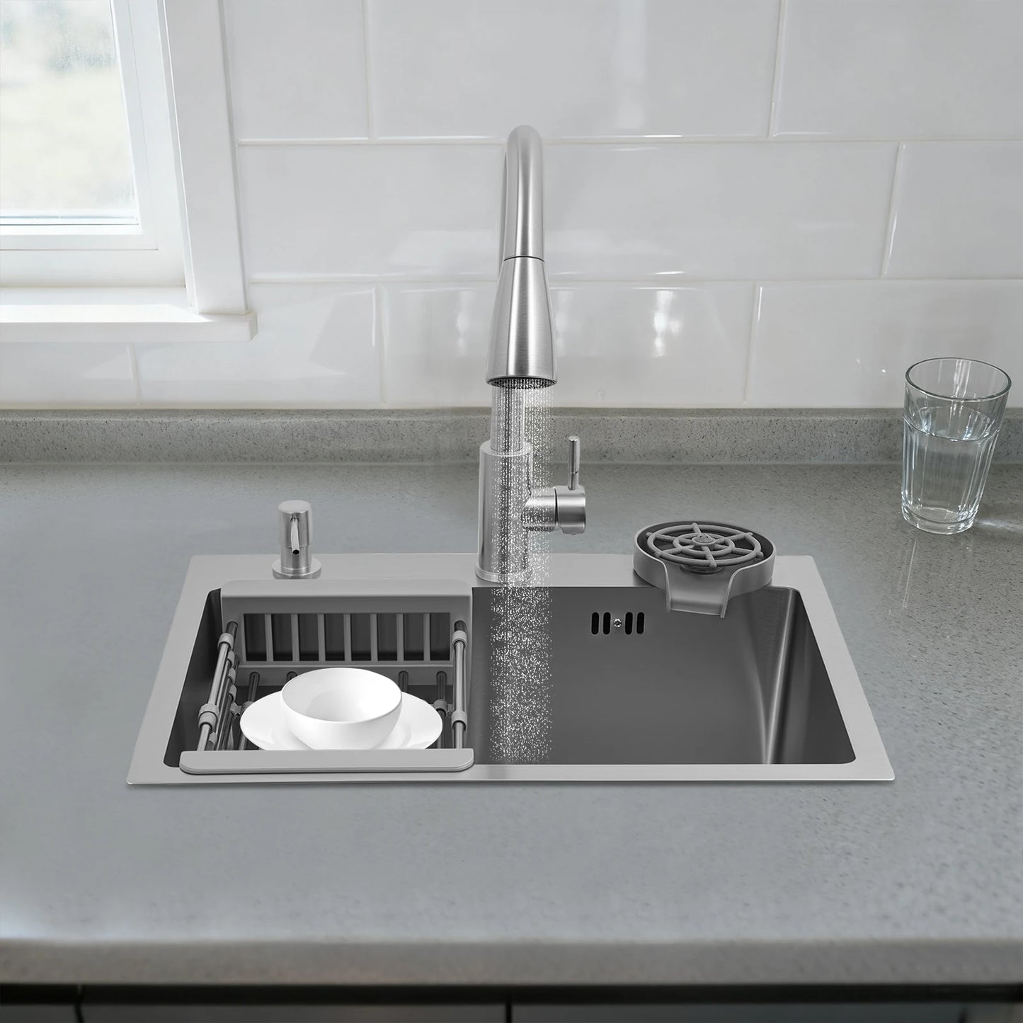 Stainless Steel Multifunctional Sink With Faucet Kitchen Sink Under Table Sink Large Sink