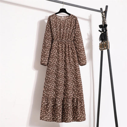 Frühling Sommer Frauen Maxi Kleider Casual Volle Hülse Floral Gedruckt Oansatz Frau Bohe Strand Party Lange Kleid Mujer Vestidos
