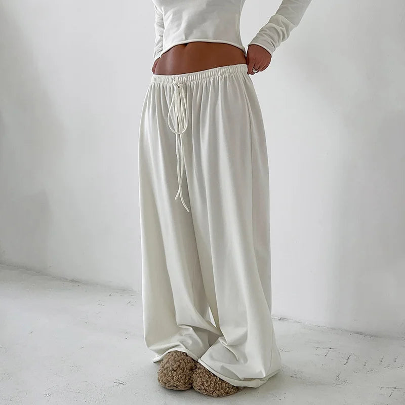 Blifanbo Casual Long Sleeve Crop Top Loose Long Pants 2 Pieces Set Women Autumn Slim Fashion Top And Long Pant Set Streetwear.