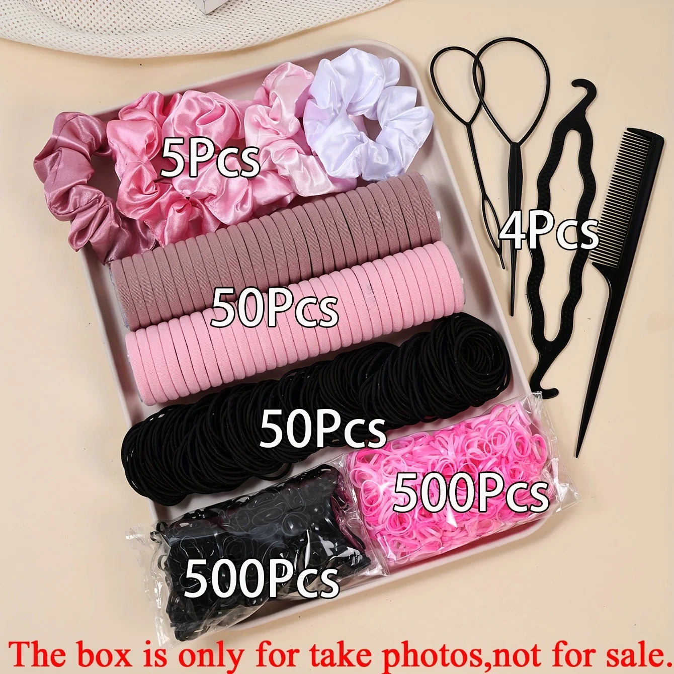1109pcs Women Dark Hair Accessories Set Elastic Seamless Ponytail Scrunchies Small Rubber Bands Fashion Hair Ties Headbands.
