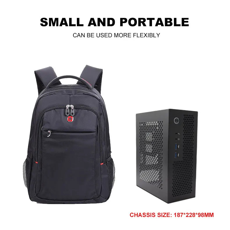 HTPC Computer Case Mini ITX Gaming PC Chassis Desktop Chassis USB3.0 Computer Case Home Computer Case Black and Silver.