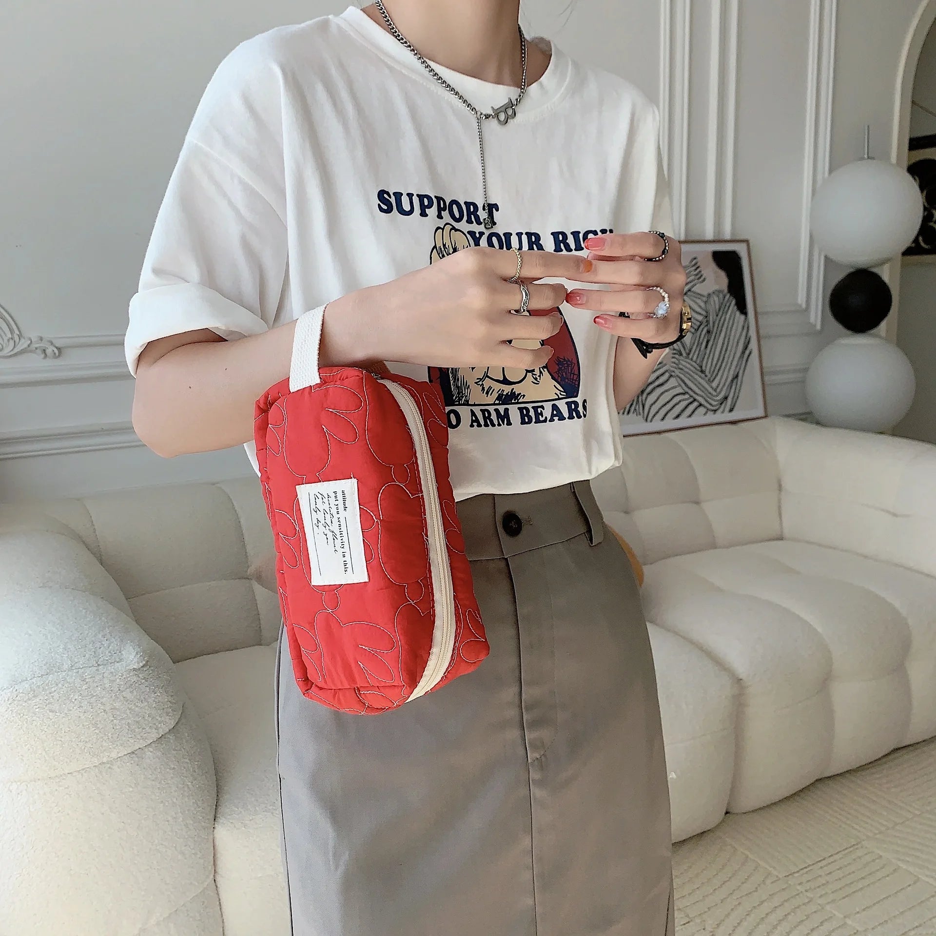 2025 Cute Rabbit Travel Cosmetic Lipstick Purse Storage Bag Kawaii Women Makeup Handbags Organizer Wallet Pouch Pencil Case Bags.