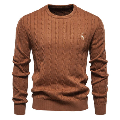 2024 High-quality Men's Sweater Pullover New Deer Embroidery Solid Color Knitted Sweater Men's Knit Sweaters  Men Clothing.