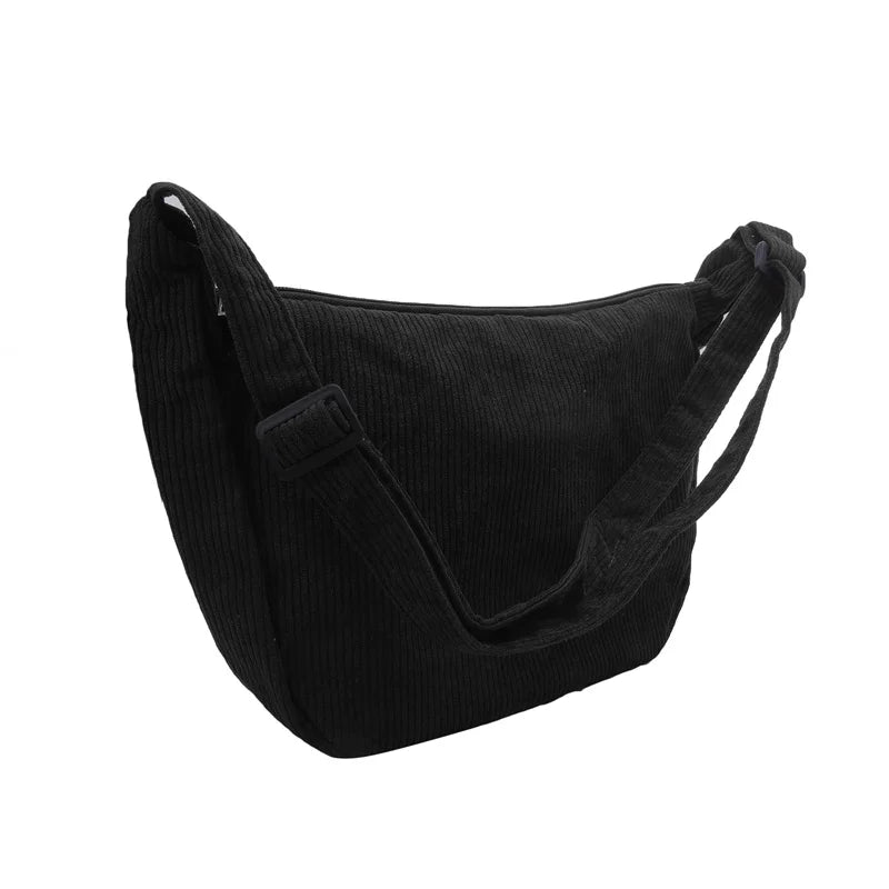 Corduroy Shoulder Bag Minimalist Crossbody Bag Women's Handbags Fashion Fabric Underarm Bag Solid Color Zipper Female Handbag