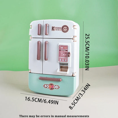 Miniature Mini Food Cooking Set Real Oven Realistic Meals Kids Kitchen Set Double Door Refrigerator With Music And Lights Play.