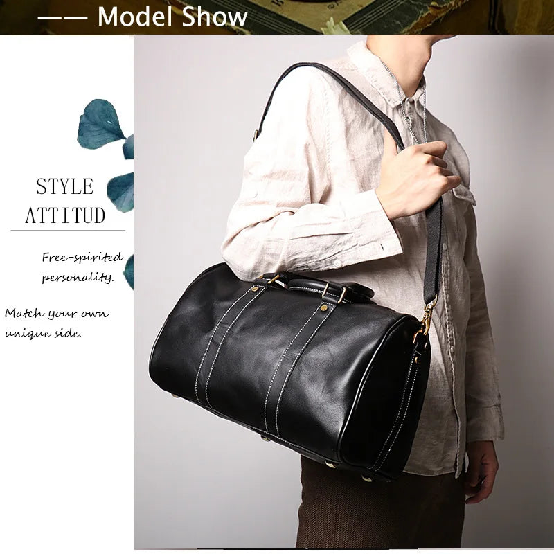 Vintage Herren Rindsleder Business Kurzstrecken tragen Handgepäck taschen große Kapazität Reisetasche einfache Umhängetaschen