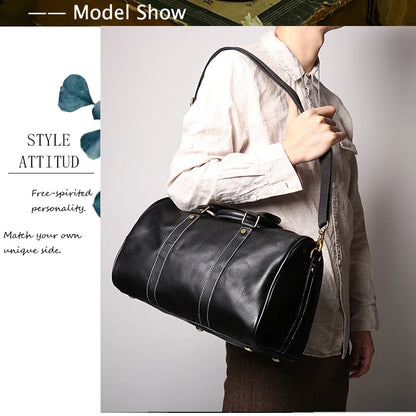 Vintage Herren Rindsleder Business Kurzstrecken tragen Handgepäck taschen große Kapazität Reisetasche einfache Umhängetaschen