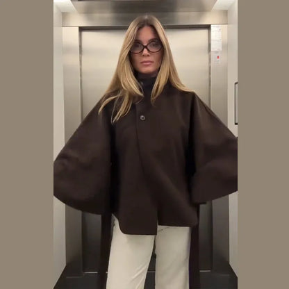 Mode Stehen Kragen Frauen Mantel mit Gürtel Casual Langarm Weibliche Lose Jacken Elegante Herbst Neue Feste Dame Oberbekleidung Straße.