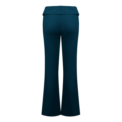 Damenmode, einfarbig, schmale Passform, schmale Reverse-Taille, niedrige Taille, elastische Taille, Schlaghose, Hose für Damen, Damenhose 2024