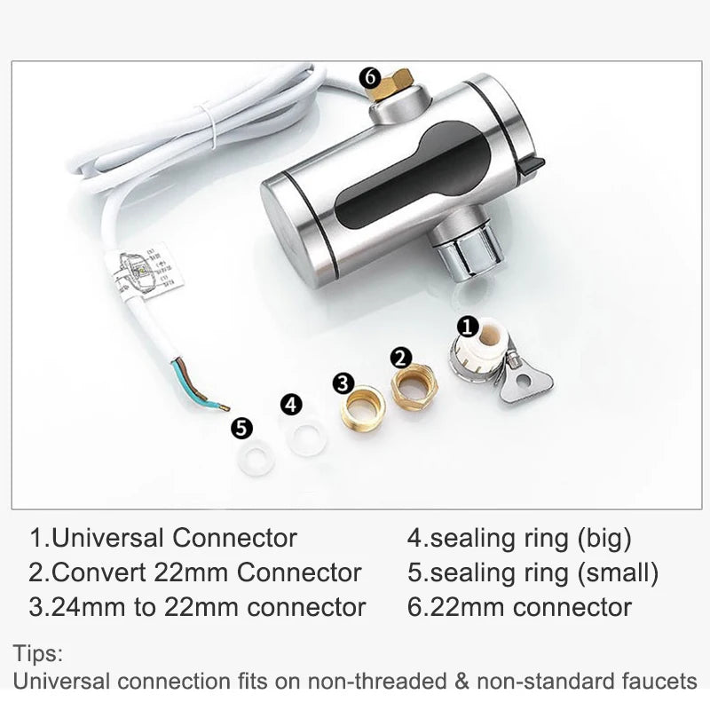 2025 New Kitchen stainless steel electric hot water faucet instant hot heating faucet water heater hot and cold.